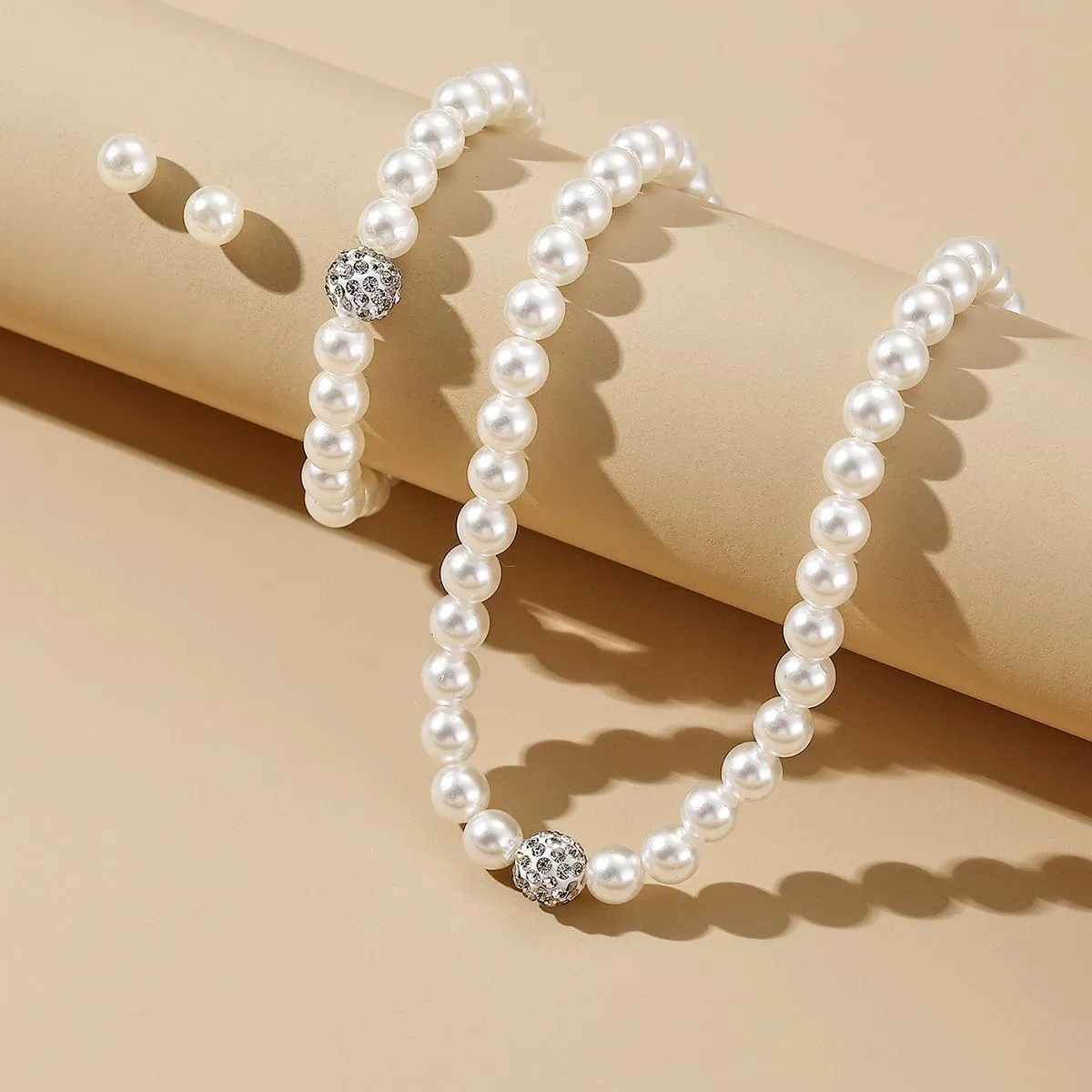 CSIYANJRY99 Pearl Necklace and Earring Set Faux Pearl Jewelry Sets for Women Imitation Beaded Pearl Necklace Bracelet Stud Earrings for Women
