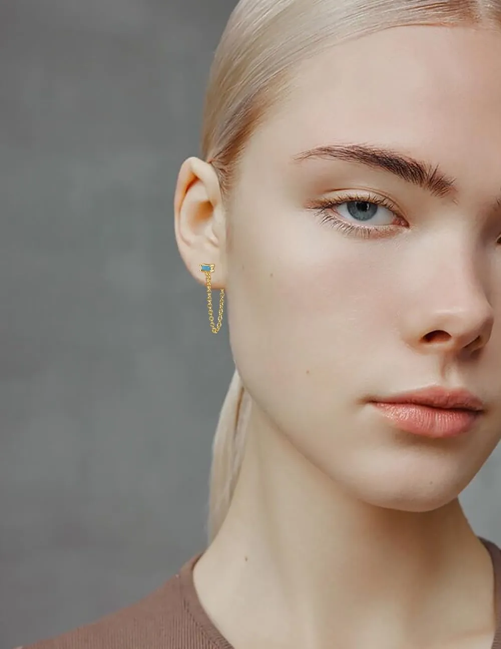 Cubic Zirconia Square Tassel Dangle Stud Earrings for Women Cartilage 925 Sterling Silver Crystal Rectangle Chain Link Drop Dangling Front Back Earring Sleeper Hypoallergenic Ear Jacket Studs Fashion Jewelry Gifts Birthday