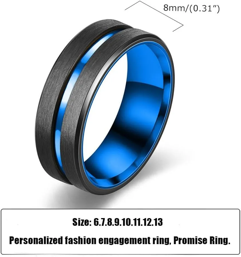 Custom Engraved Couple Rings Set Promise Rings for Him and Her Purple Matching Wedding Rings Inlaid with green,red and blue outer circle Central groove Men Wedding Band CZ Engagement Ring for Women