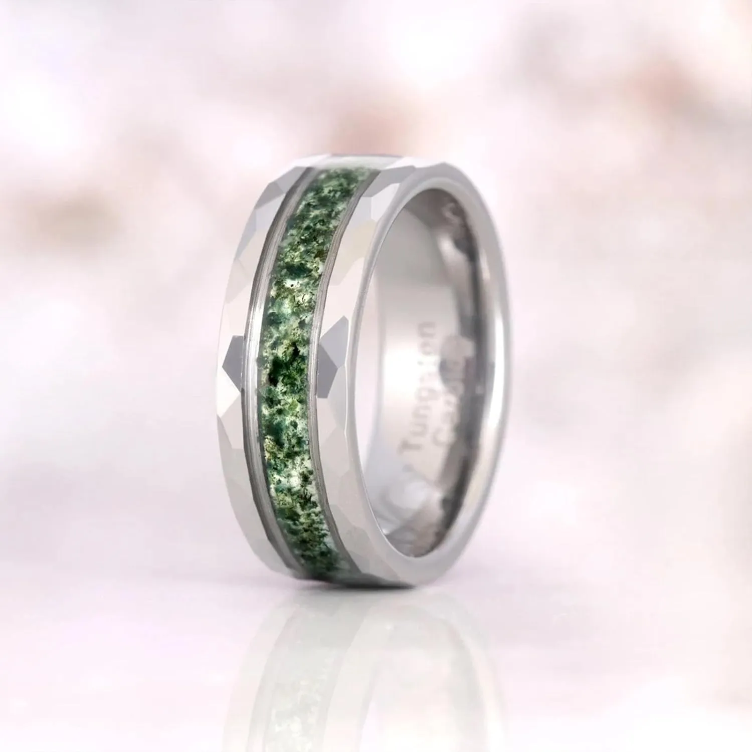 Customized Moss Agate Couple Rings - 925 Sterling Silver Moss Agate Engagement & Promise Rings - Green Couple Rings Set - Anniversary & Wedding Gifts