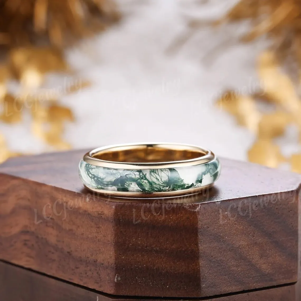 Customized Moss Agate Couple Rings - 925 Sterling Silver Moss Agate Engagement & Promise Rings - Green Couple Rings Set - Anniversary & Wedding Gifts