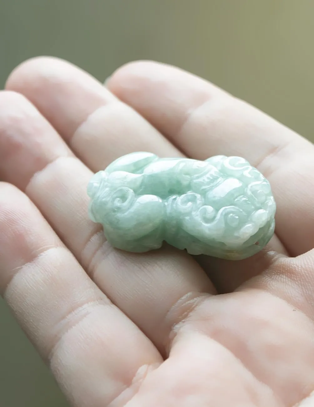 Dahlia Fortune Pixiu Jade Necklace, Real Grade A Certified Burma Jadeite Pi Yao, Adjustable Cord