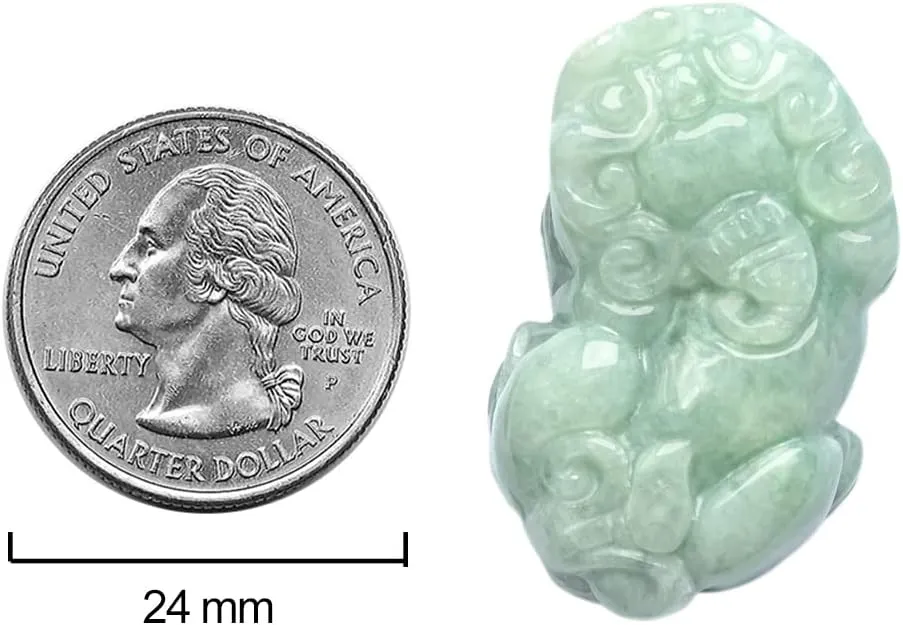 Dahlia Fortune Pixiu Jade Necklace, Real Grade A Certified Burma Jadeite Pi Yao, Adjustable Cord