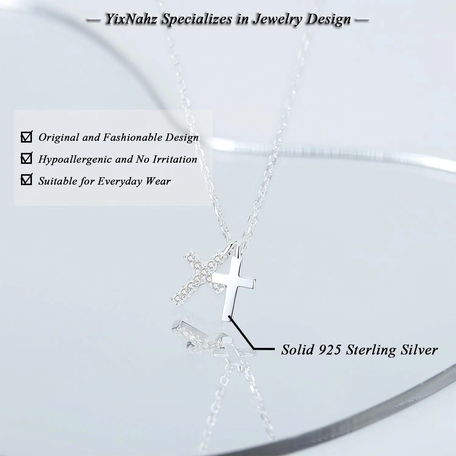 Dainty 925 Sterling Silver Cross Necklace for Women, Trendy Womens Cross Necklace for Girls Simple Silver Pendant Link Chains for Teen Girls Birthday Jewelry Gifts