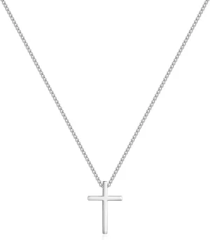 Dainty 925 Sterling Silver Cross Necklace for Women, Trendy Womens Cross Necklace for Girls Simple Silver Pendant Link Chains for Teen Girls Birthday Jewelry Gifts