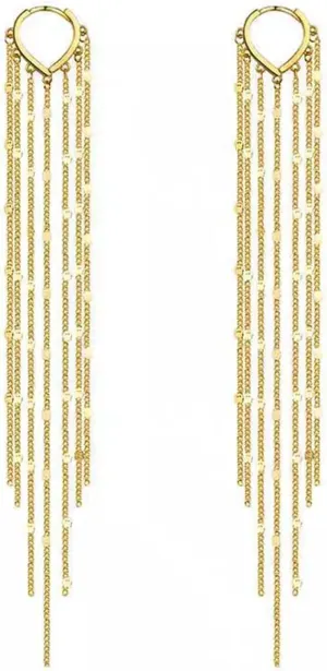 Dainty Long Tassel Earrings for Women Long Fringe Linear Earrings Sequin Tassel Earrings Gold Chain Dangle Earrings Wedding Bridesmaid Prom Earrings Jewelry Gifts for Women
