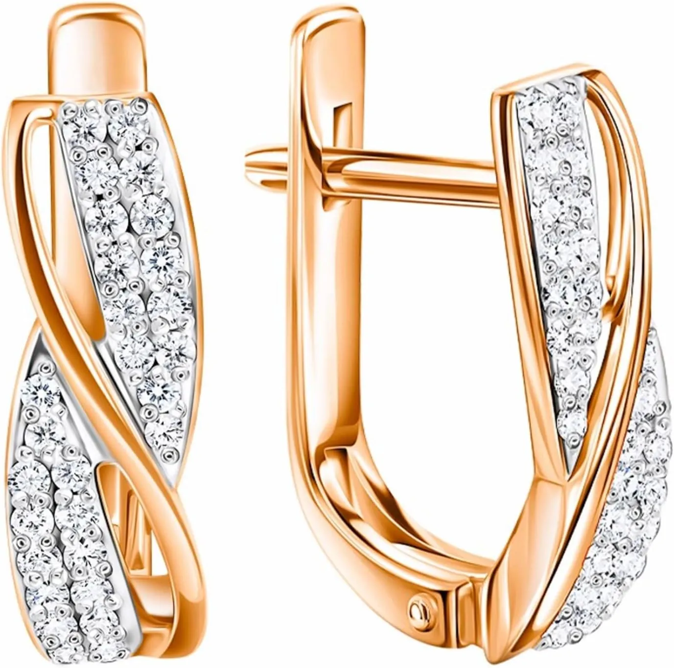 Diamond Crossover Hoop Earrings, Natural Diamond (0.24) Huggies Hoop Earrings 14K Gold, Small Gold Hoops, Gift For Her.