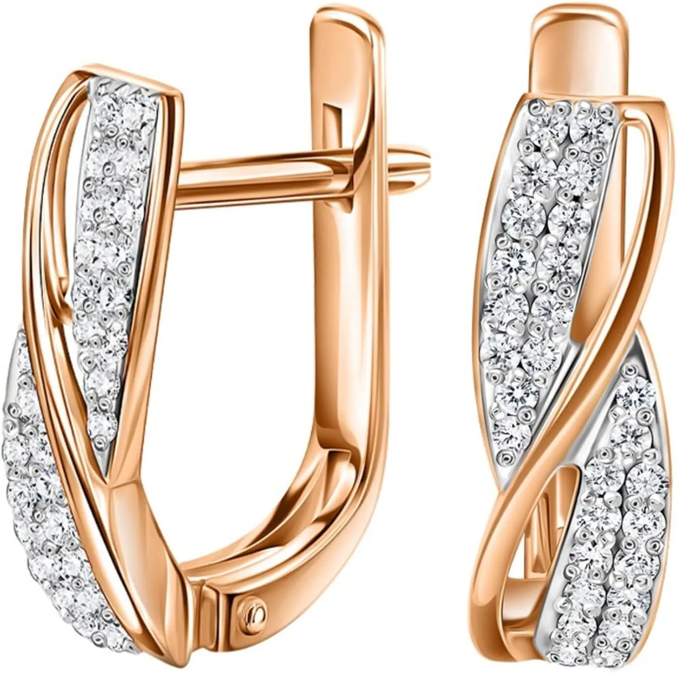 Diamond Crossover Hoop Earrings, Natural Diamond (0.24) Huggies Hoop Earrings 14K Gold, Small Gold Hoops, Gift For Her.