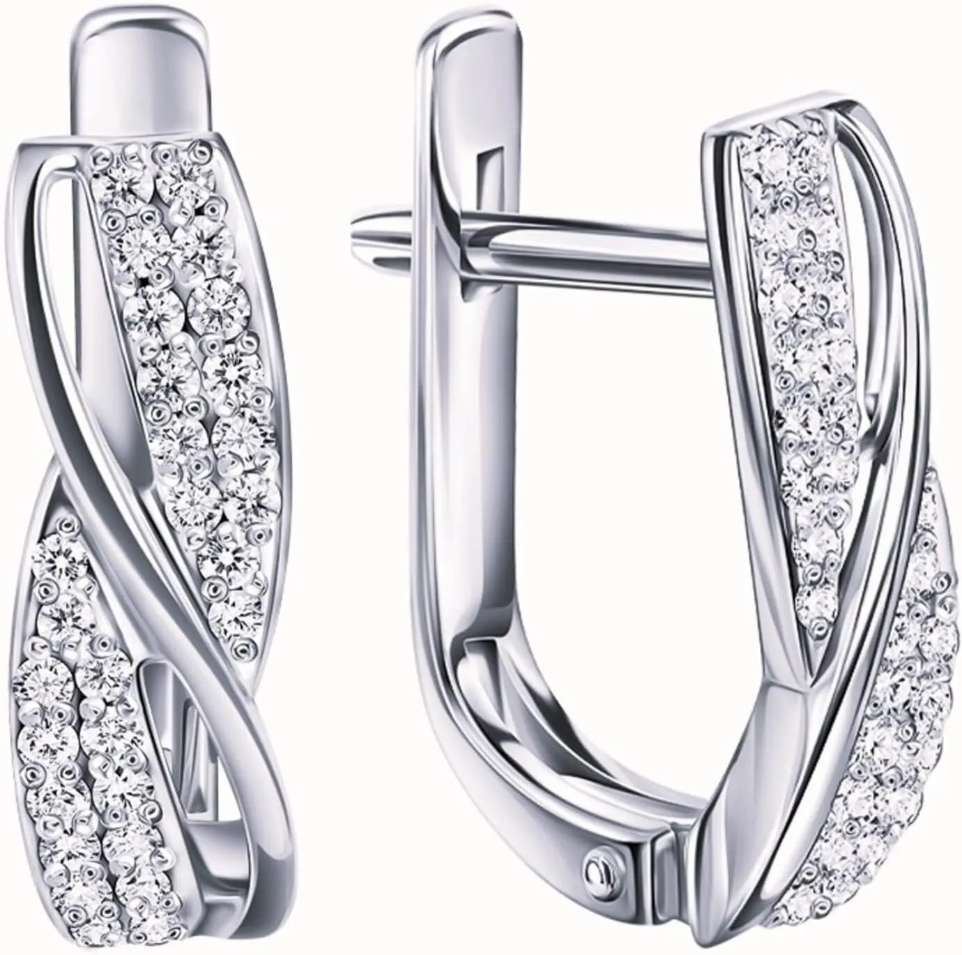 Diamond Crossover Hoop Earrings, Natural Diamond (0.24) Huggies Hoop Earrings 14K Gold, Small Gold Hoops, Gift For Her.