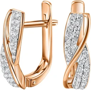 Diamond Crossover Hoop Earrings, Natural Diamond (0.24) Huggies Hoop Earrings 14K Gold, Small Gold Hoops, Gift For Her.