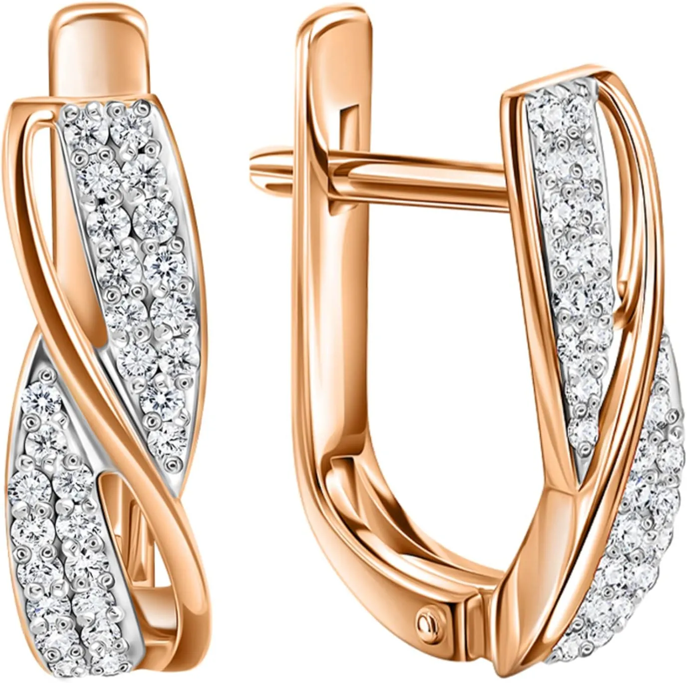 Diamond Crossover Hoop Earrings, Natural Diamond (0.24) Huggies Hoop Earrings 14K Gold, Small Gold Hoops, Gift For Her.