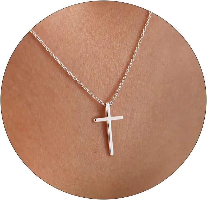 DIBOLA Cross Necklace for Women, 14K Real Gold Plated Tiny Small Cross Necklace Simple Dainty Cross Pendant Necklace Cute Layered CZ Cross Necklace Gold Chain Choker Necklaces Set for Womens Trendy Jewelry Gifts
