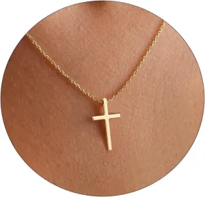 DIBOLA Cross Necklace for Women, 14K Real Gold Plated Tiny Small Cross Necklace Simple Dainty Cross Pendant Necklace Cute Layered CZ Cross Necklace Gold Chain Choker Necklaces Set for Womens Trendy Jewelry Gifts