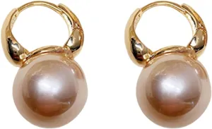 Earrings for Women, Hoop Earrings Elegant Temperament Minimalist Geometric Electroplating Decorative Gift Women Faux Pearl Dangle Earrings