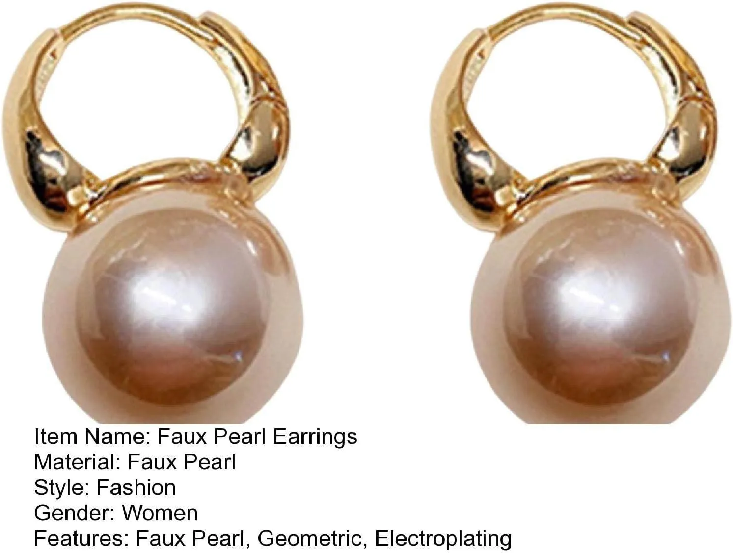 Earrings for Women, Hoop Earrings Elegant Temperament Minimalist Geometric Electroplating Decorative Gift Women Faux Pearl Dangle Earrings
