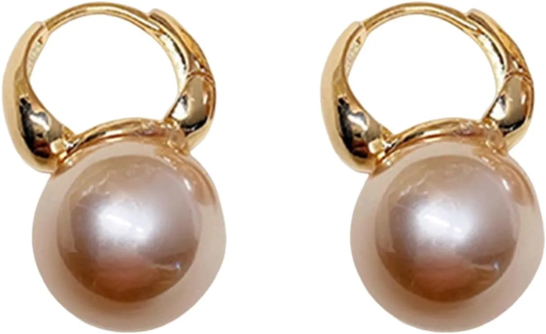 Earrings for Women, Hoop Earrings Elegant Temperament Minimalist Geometric Electroplating Decorative Gift Women Faux Pearl Dangle Earrings