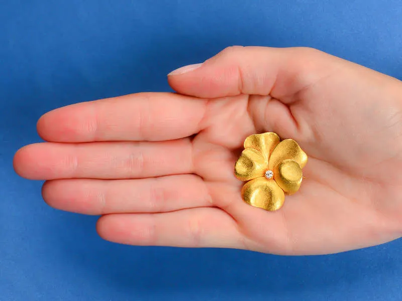 Edwardian Gold Pansy Flower Brooch