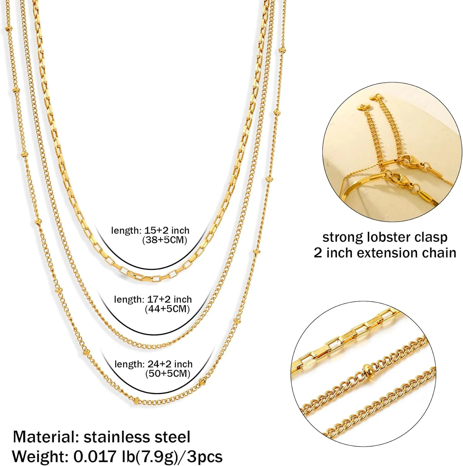 Elegance 11 designs Gold Thin Chain Layered Necklaces For Women Non Tarnish,18k Gold Plated Stainless Steel Dainty Waterproof Gold Necklace Set Stack For Women Gifts Jewelry