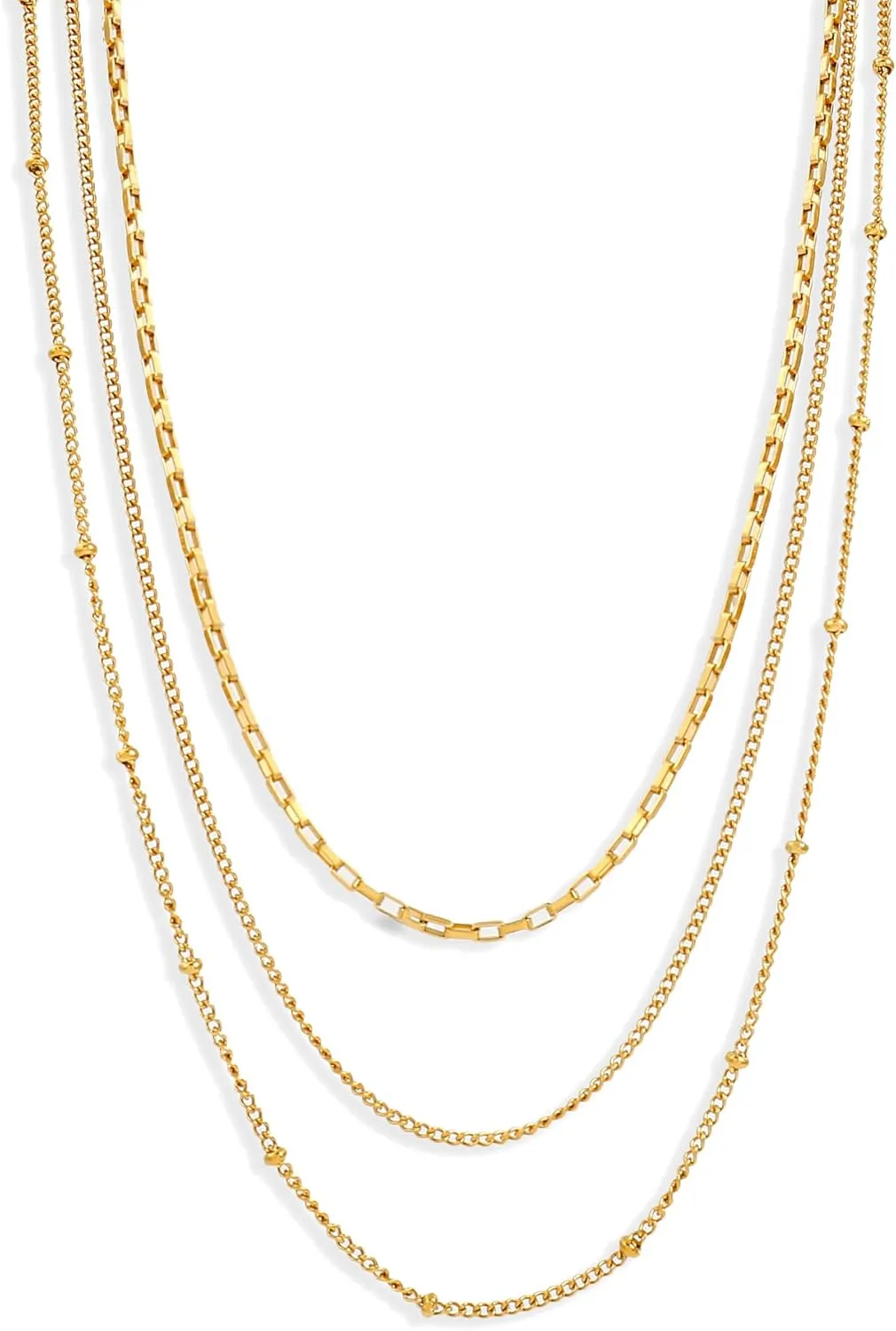 Elegance 11 designs Gold Thin Chain Layered Necklaces For Women Non Tarnish,18k Gold Plated Stainless Steel Dainty Waterproof Gold Necklace Set Stack For Women Gifts Jewelry