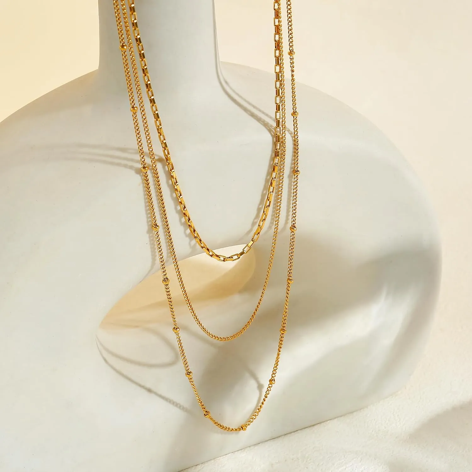 Elegance 11 designs Gold Thin Chain Layered Necklaces For Women Non Tarnish,18k Gold Plated Stainless Steel Dainty Waterproof Gold Necklace Set Stack For Women Gifts Jewelry