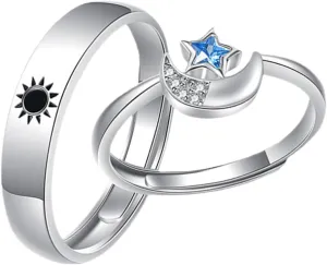 Elegant Couples Ring Set Matching Sun Moon Ring Jewelry Fashionable Present