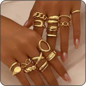 Elegant Gold Rings for Women Stackable & Knuckle Gold Rings Hypoallergenic Chunky Gold Rings for Women Adjustable Midi Rings Elegant Dainty Rings Jewelry for Women
