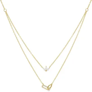 Elegant necklace for women, exquisite layered design necklace, fashionable s925 silver stacking necklace, geometric oval simple neck necklace