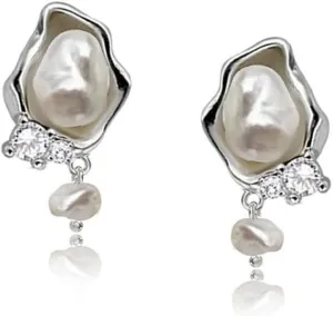 Elegant Pearl earrings, Freshwater cultured pearl earrings, Baroque pearl tassel earrings, women's earrings, long earrings Fashion earrings