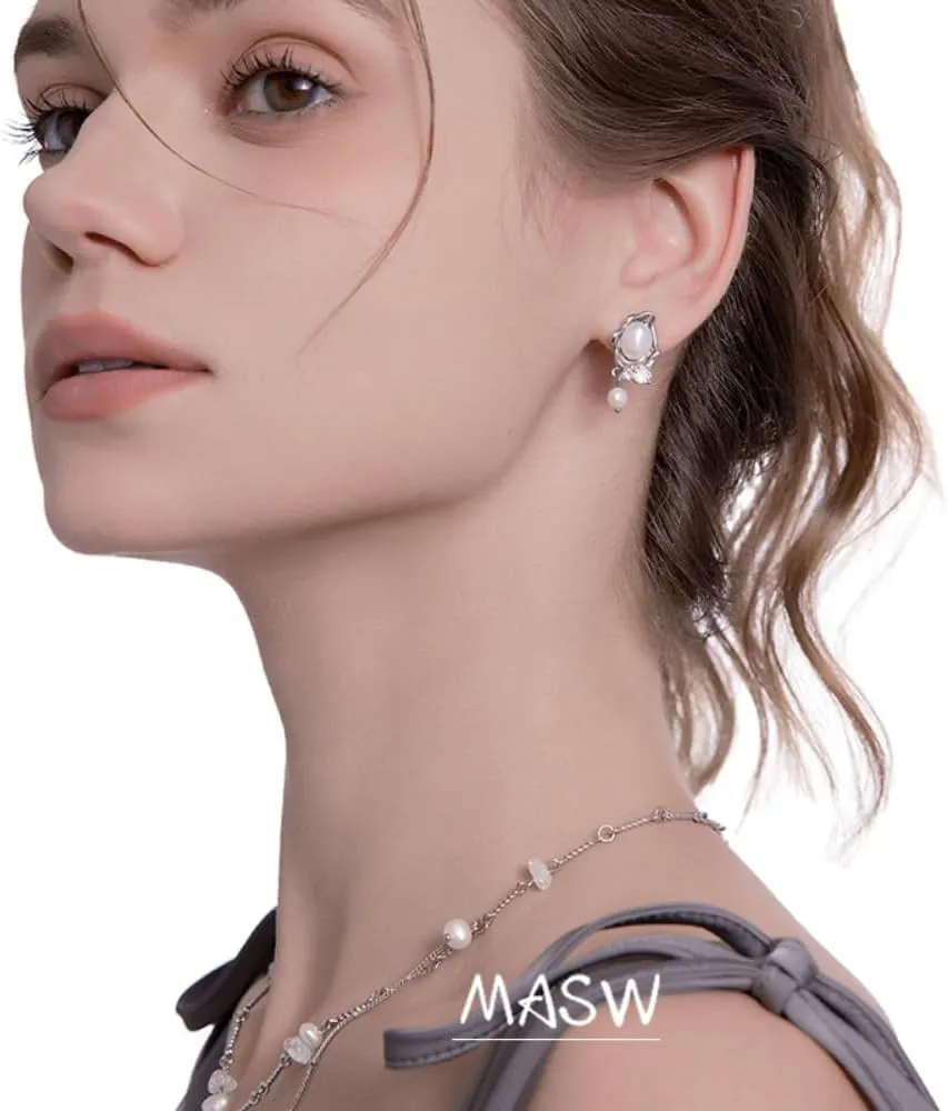 Elegant Pearl earrings, Freshwater cultured pearl earrings, Baroque pearl tassel earrings, women's earrings, long earrings Fashion earrings