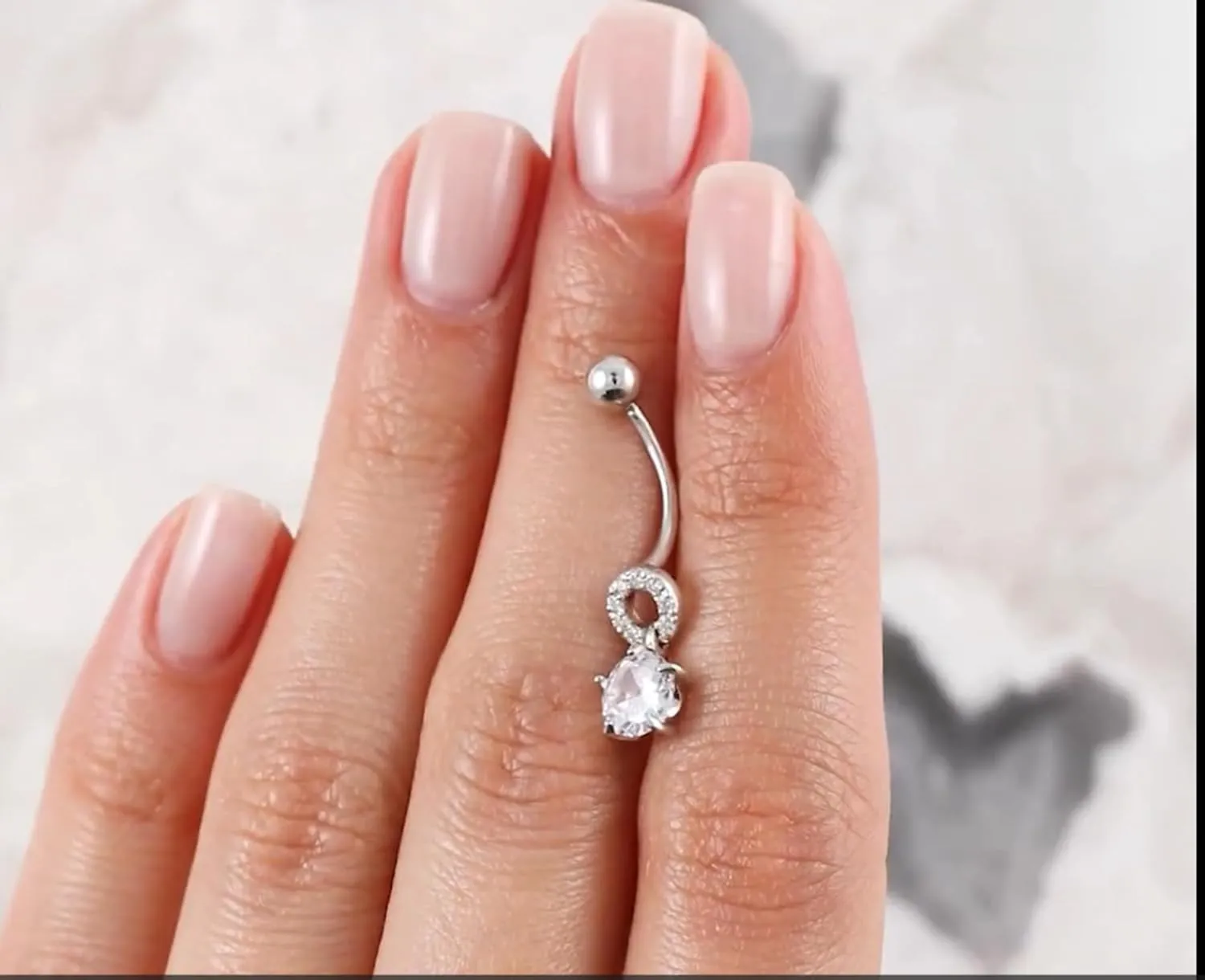 Elegant Round Diamond (0.58ct) Drop Sparkle Belly Button Ring -14k Gold Dangle Belly Ring- Gift for her