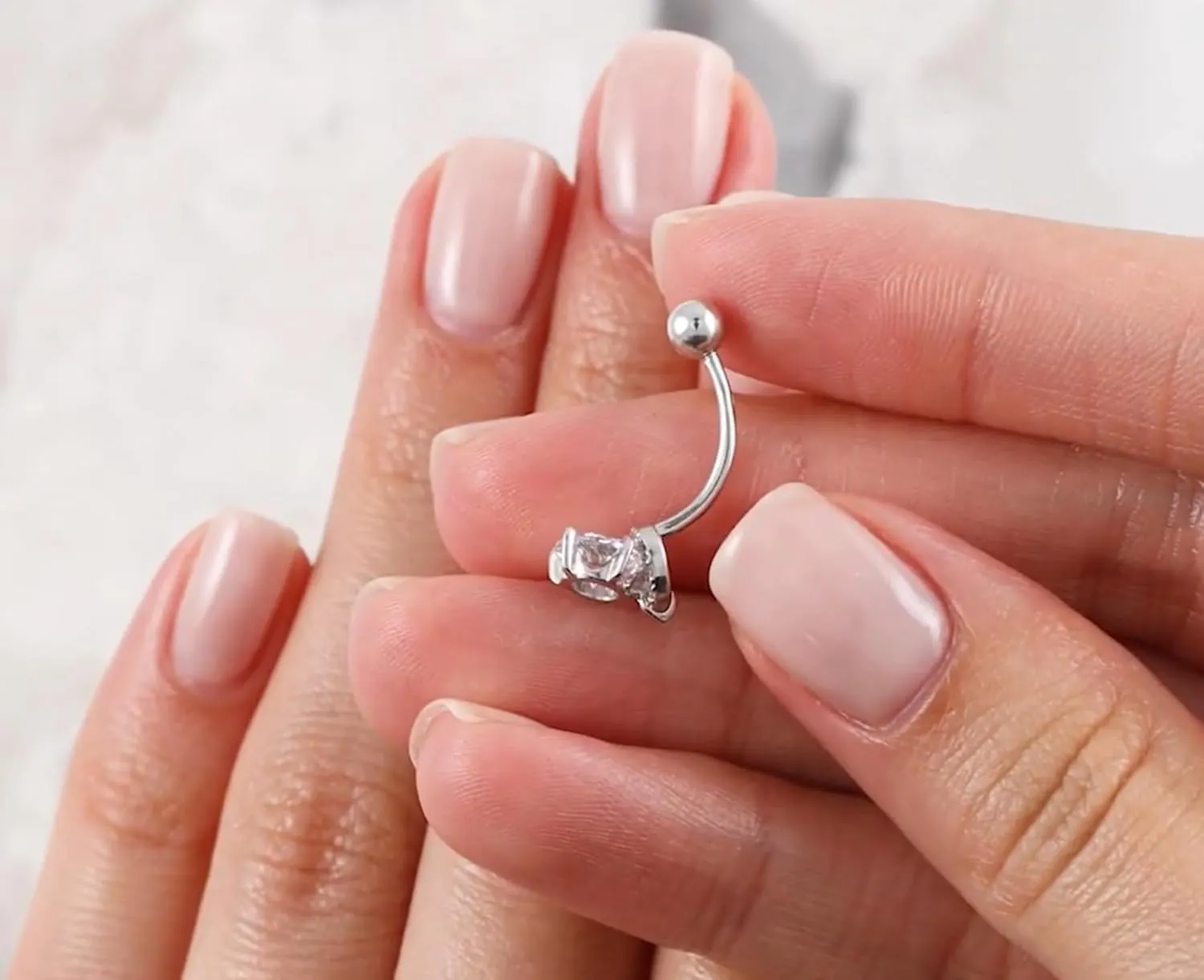Elegant Round Diamond (0.58ct) Drop Sparkle Belly Button Ring -14k Gold Dangle Belly Ring- Gift for her
