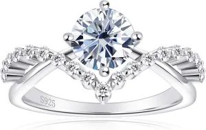 Engagement Moissanite Rings for Women Sterling Silver Ring Wedding Promise Rings for Her