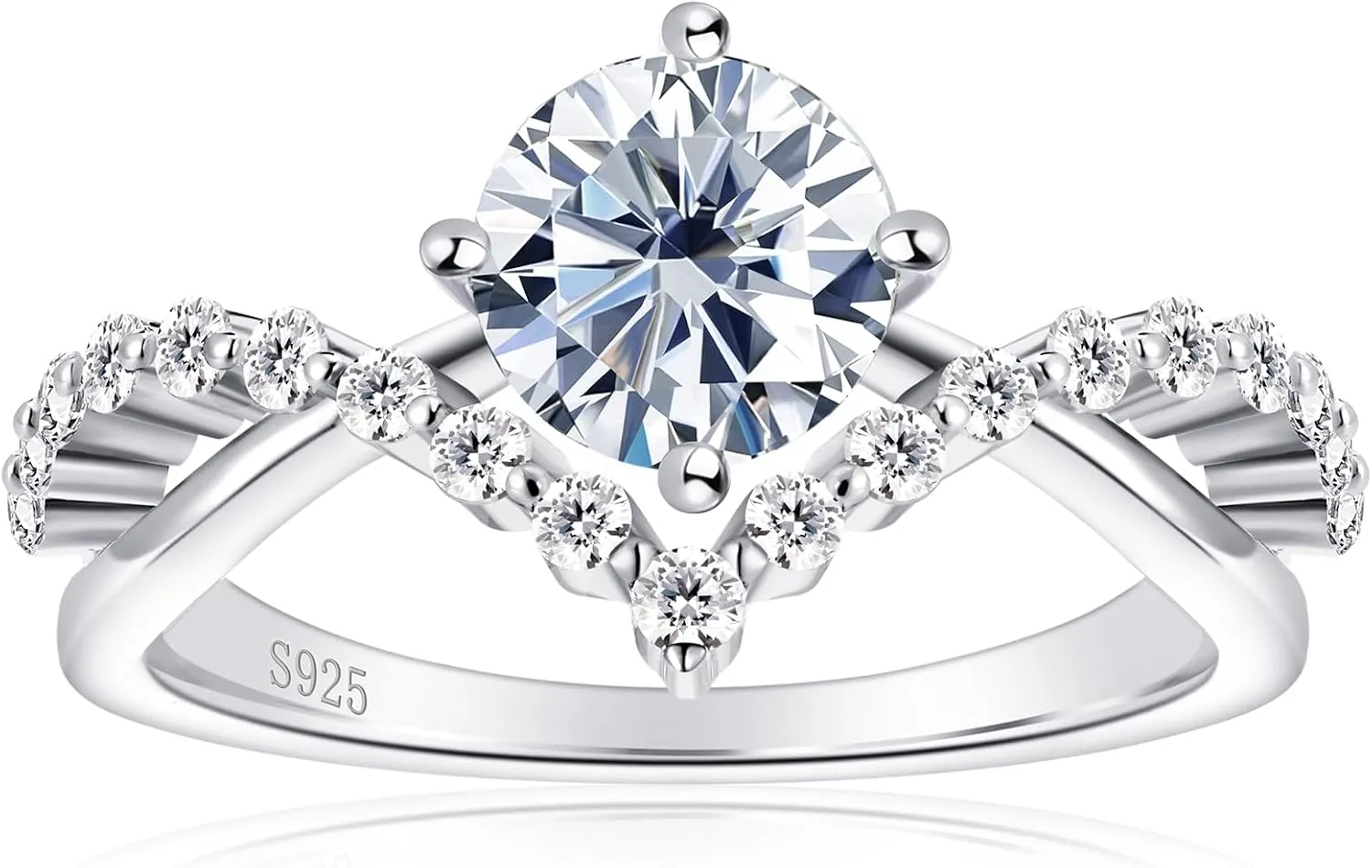 Engagement Moissanite Rings for Women Sterling Silver Ring Wedding Promise Rings for Her