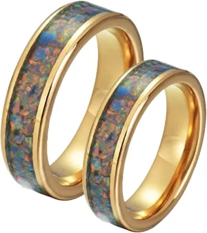 Engagement Rings for Men, Rings for Men Stainless Steel 8mm Gold Ring Inlay Silver Metal Engagement Couple Rings