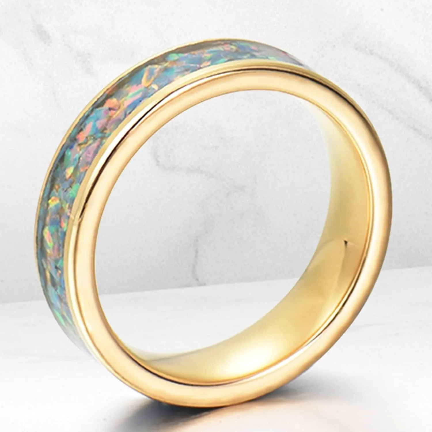 Engagement Rings for Men, Rings for Men Stainless Steel 8mm Gold Ring Inlay Silver Metal Engagement Couple Rings