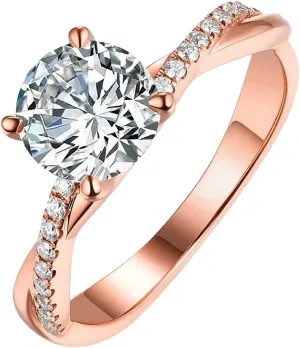 Engagement Rings for Women Twisted Gold Plated Cubic Zirconia Wedding Promise Rings Trendy Jewelry Gift for Mom