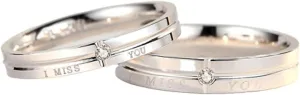 Engraved Ring for Couples Couple Rings Wedding,S925 Sterling Silver Rings Adjustable for Couple,Round with Letters Silver Wedding Rings