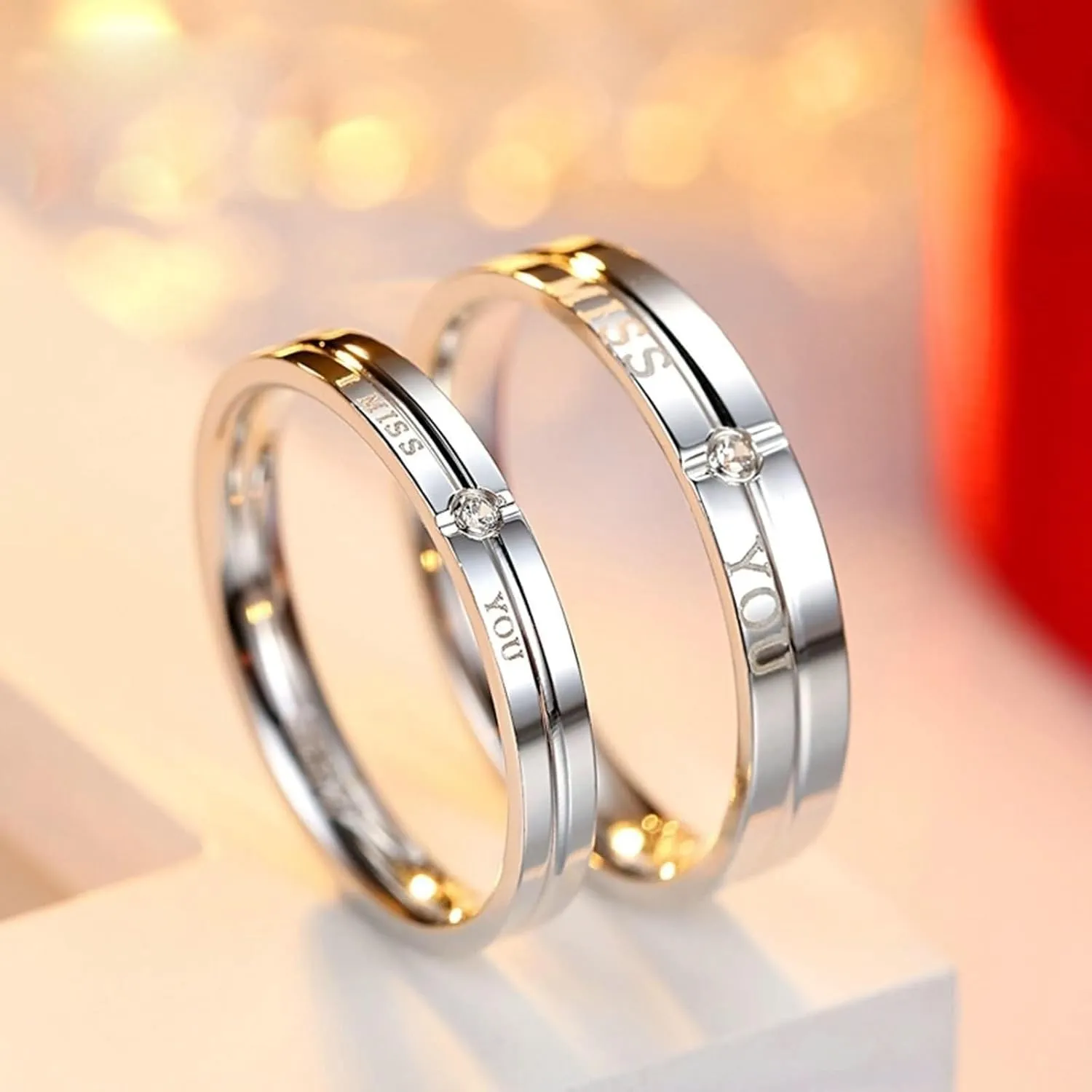 Engraved Ring for Couples Couple Rings Wedding,S925 Sterling Silver Rings Adjustable for Couple,Round with Letters Silver Wedding Rings