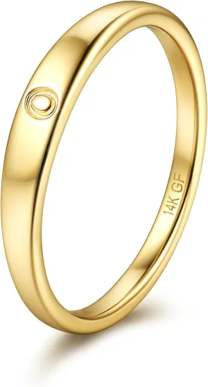 FIASASO 14K Gold Filled Initial Ring for Women Teen Dainty Gold Ring Non Tarnish Simple Letter Band Rings Signet Ring Stackable Thin Pinky Alphabet Thumb Rings Initial Jewelry Gifts Size 6 7 8 9 10 O6