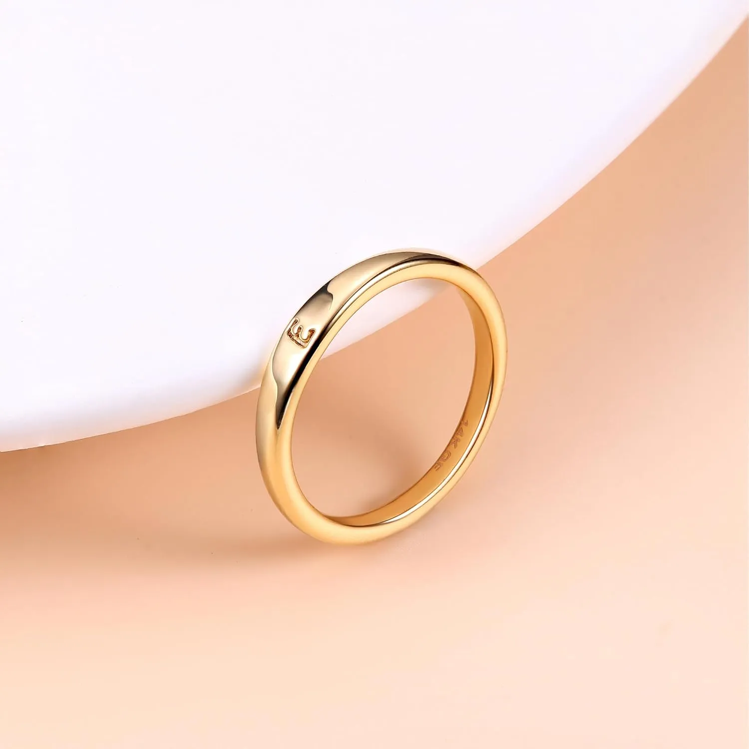 FIASASO Gold Filled Initial Rings for Women 14K Gold Signet Rings Dainty Gold Ring Tarnish Free Simple Gold Vermeil Ring Non Tarnish Stackable Knuckle Rings Gold Filled Jewelry Waterproof Size 6 7 8 9 10