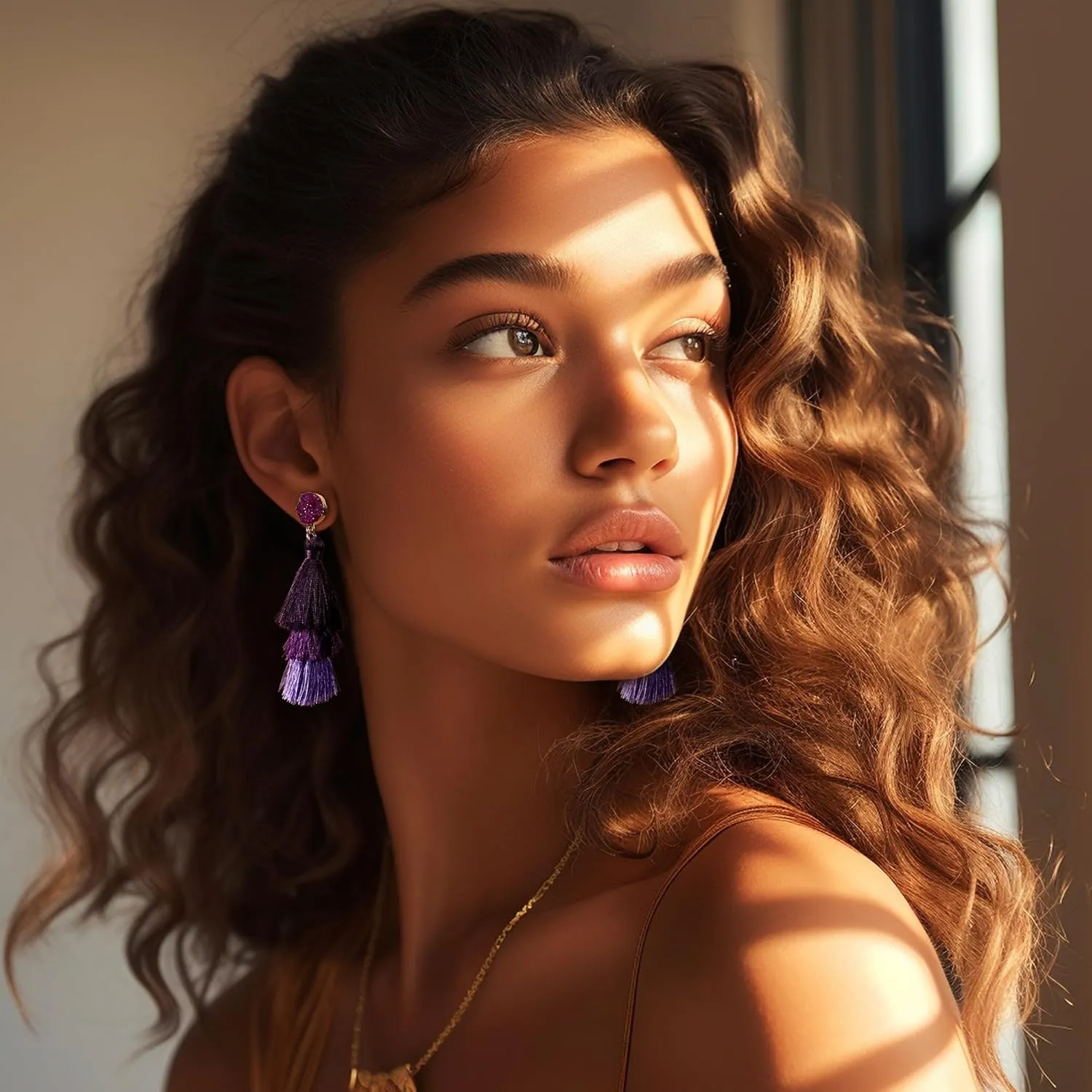 FIBO STEEL Colorful Tassel Earrings for Women Layered Bohemian Earrings, Big Statement Tiered Fringe Drop Dangle Earrings Christmas Valentine Earrings Party Jewelry