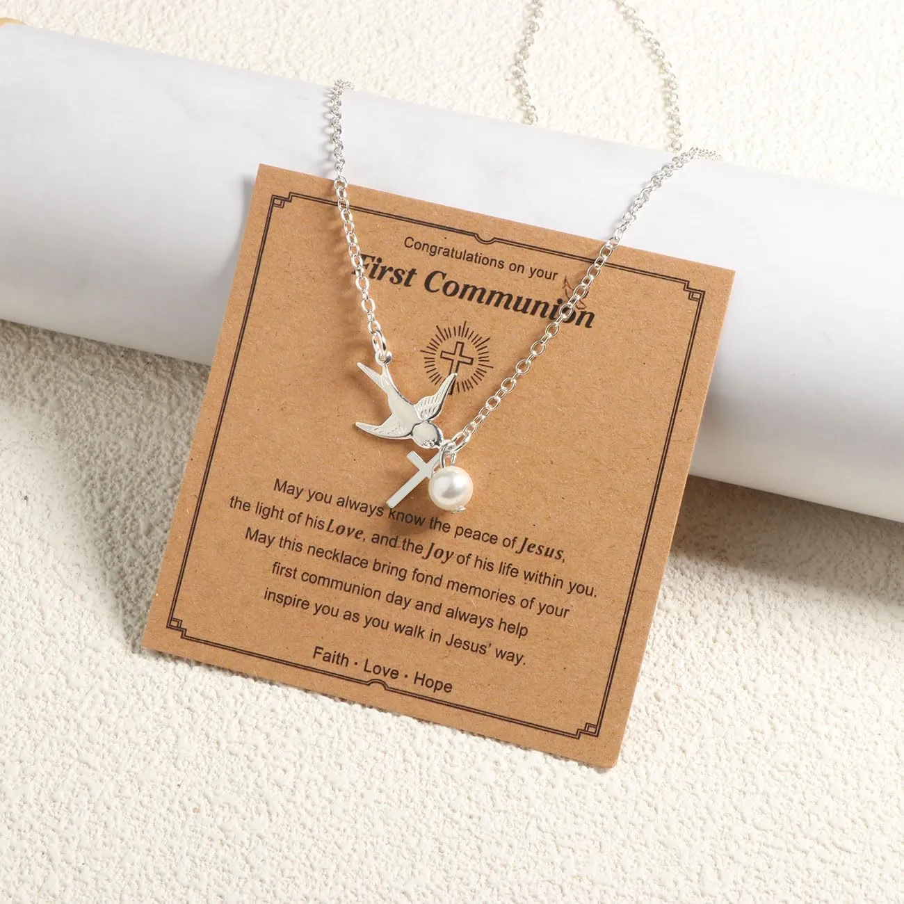 First Holy Communion Gifts for Boys Girls,Cross Necklaces Baptism Christening Gifts Christian Religious Gifts for Son Daughter