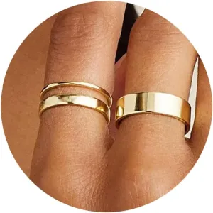 Florideco 14K Gold Filled Rings for Women Gold Stacking Stackable Band Rings Thick Thin Band Plain Pinky Thumb Ring Non Tarnish Comfort Fit Size 5-11