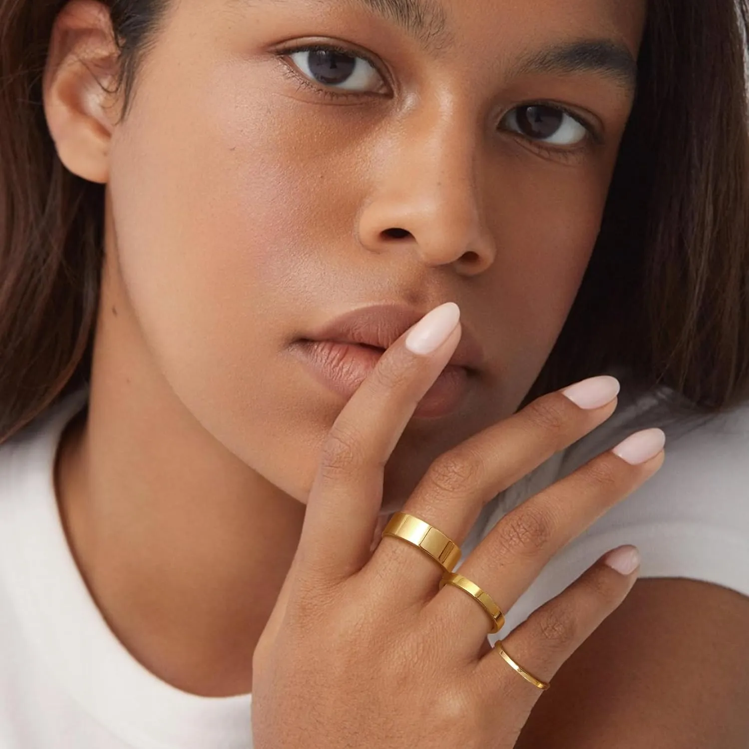 Florideco 14K Gold Filled Rings for Women Gold Stacking Stackable Band Rings Thick Thin Band Plain Pinky Thumb Ring Non Tarnish Comfort Fit Size 5-11