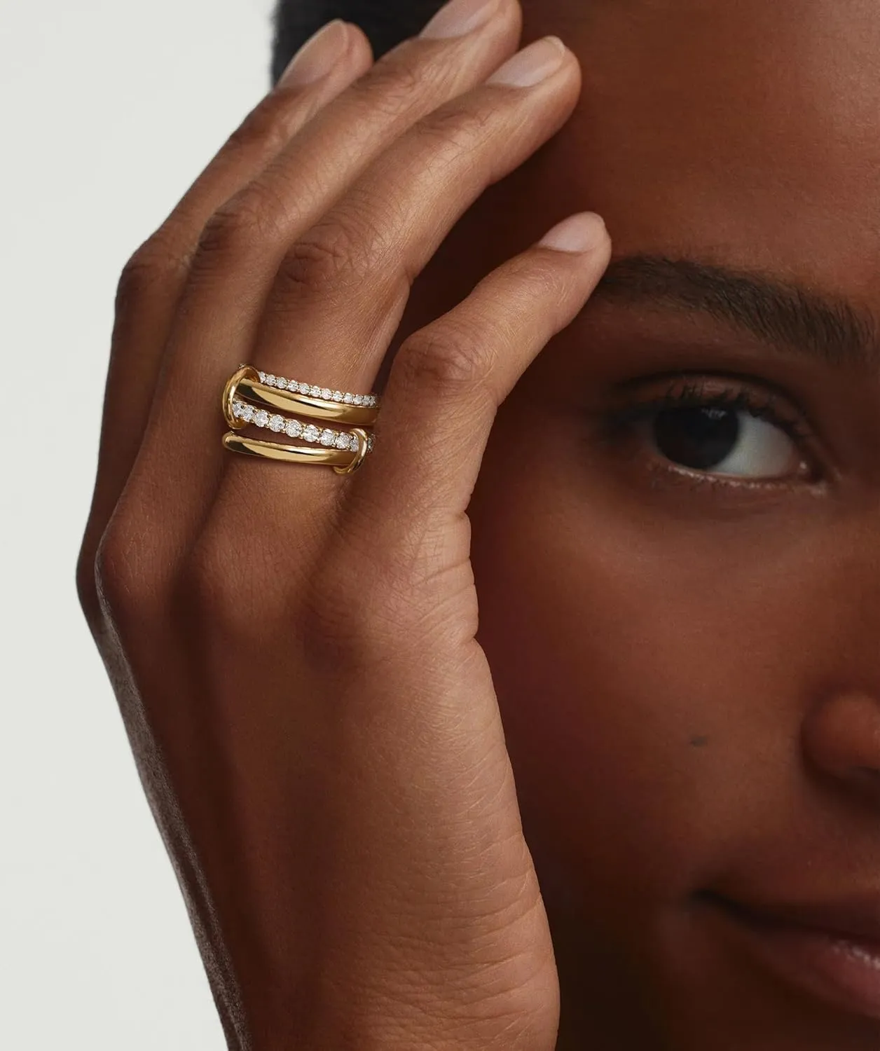 Foxgirl Gold Stackable Rings for Women Non Tarnish  18K Gold Plated Dainty Cubic Zirconia Rings, Silver and Gold Multi Ring Mixed Metals Stack Rings Set Size 6-10