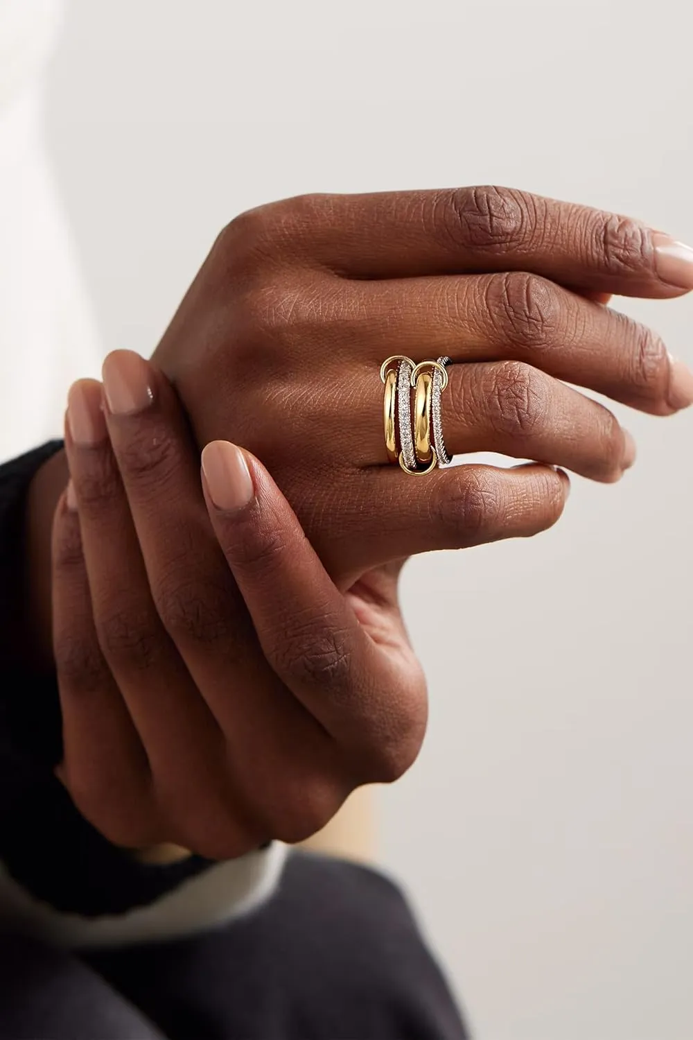 Foxgirl Gold Stackable Rings for Women Non Tarnish  18K Gold Plated Dainty Cubic Zirconia Rings, Silver and Gold Multi Ring Mixed Metals Stack Rings Set Size 6-10