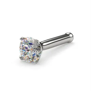 FreshTrends 14K White Gold Nose Ring & Stud - Real Diamond, 20 Gauge I1 Clarity