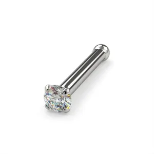 FreshTrends Diamond Nose Stud | 14K White Gold Nose Ring, Real Diamond - I1 Clarity