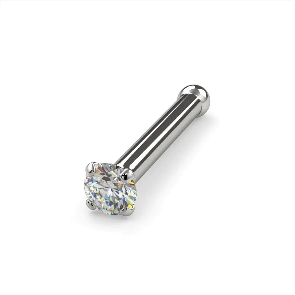 FreshTrends Diamond Nose Stud | 14K White Gold Nose Ring, Real Diamond - I1 Clarity