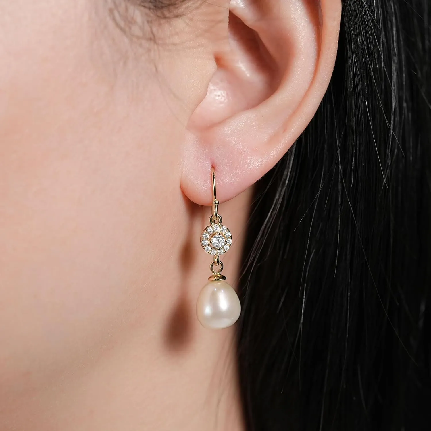 Freshwater Pearl Drop Earrings for Women, Sterling Silver Pearl Dangle Earrings Wedding Jewelry Gift for Bride Bridesmaid